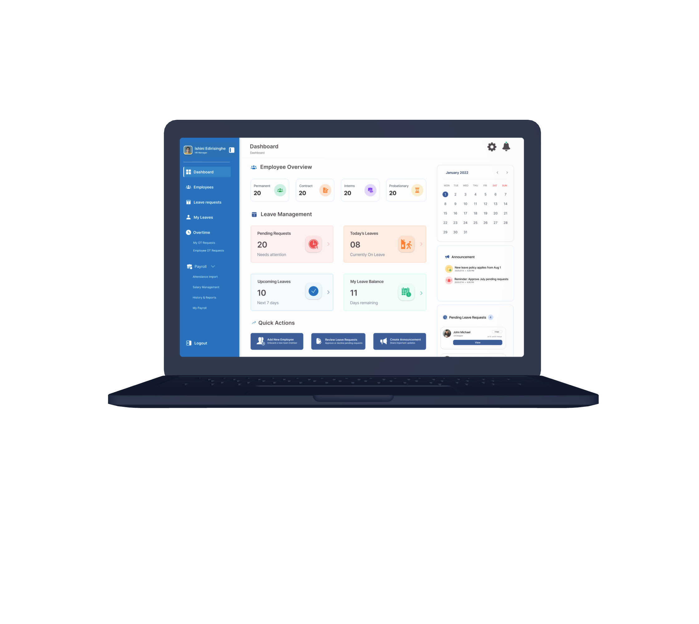 Enterprise Workflow Automation System Dashboard on Laptop